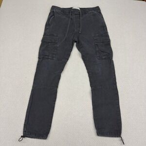 PacSun Cargo Joggers Mens Medium Faded Black Tapered Slim Fit Elastic Waist